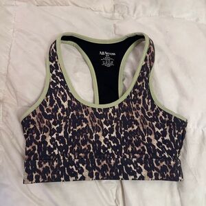 Bandier all access cheetah print lime green trim sports bra
